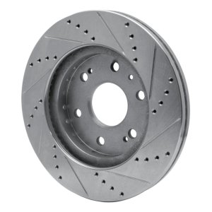 Chevrolet Tahoe Brake Rotor (1) - Front Left - R1 Concepts - Drilled & Slotted - Silver - `09-`20